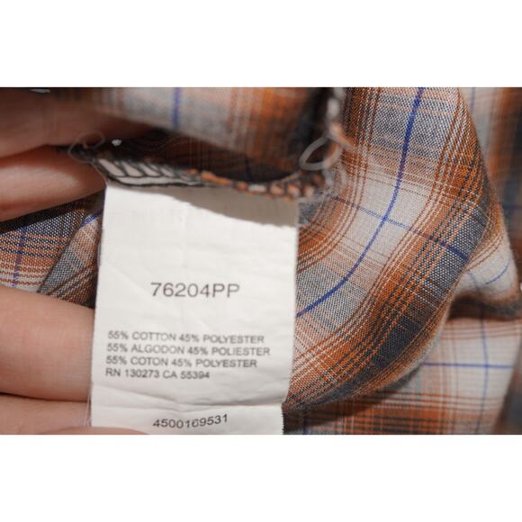 Wrangler Western Short Sleeve Shirt XXL Mens – Pearl Snaps Plaid Cowboy Rodeo - Picture 5 of 5